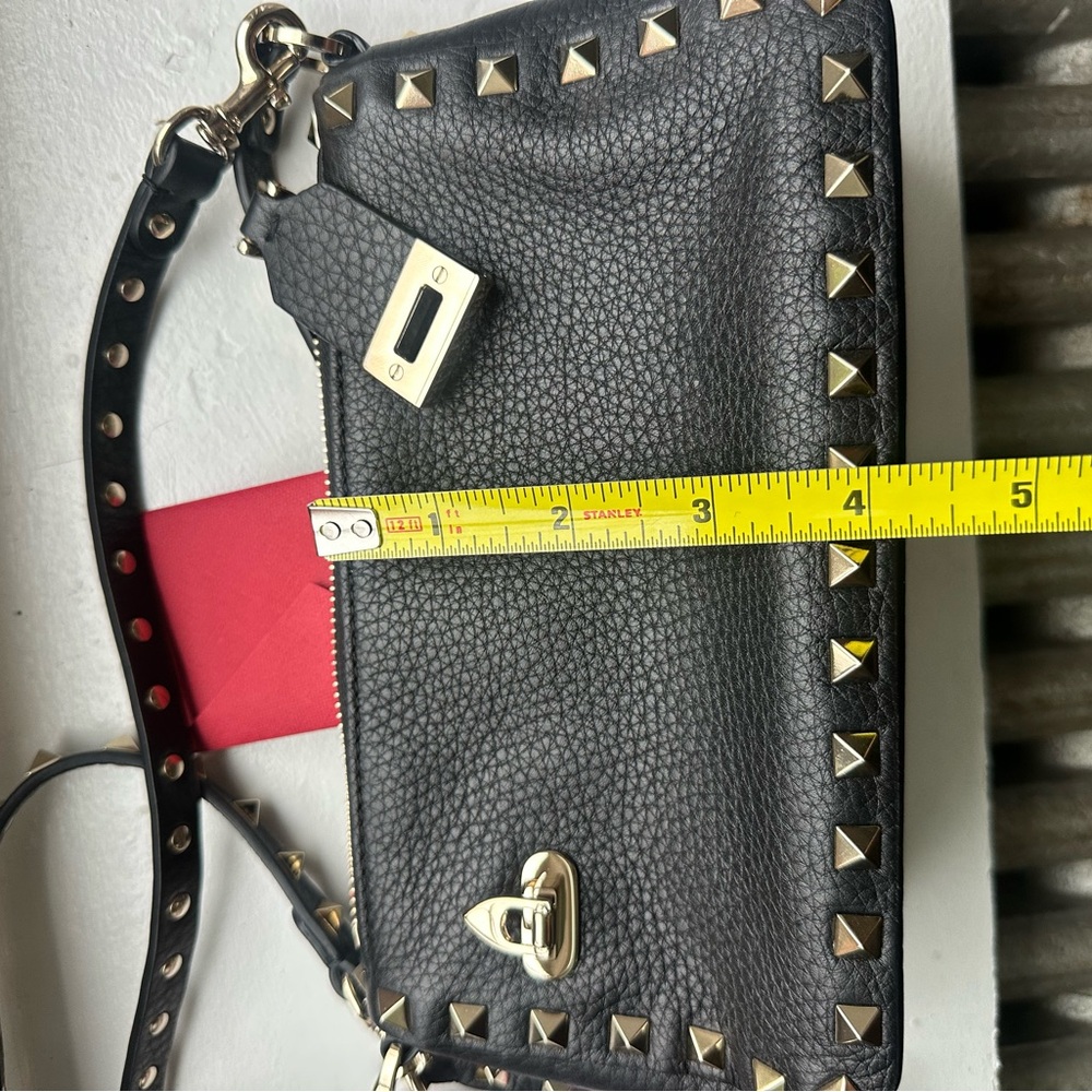Valentino Small Rockstud Grainy Calfskin Crossbody Bag in Black - Picture 11 of 14